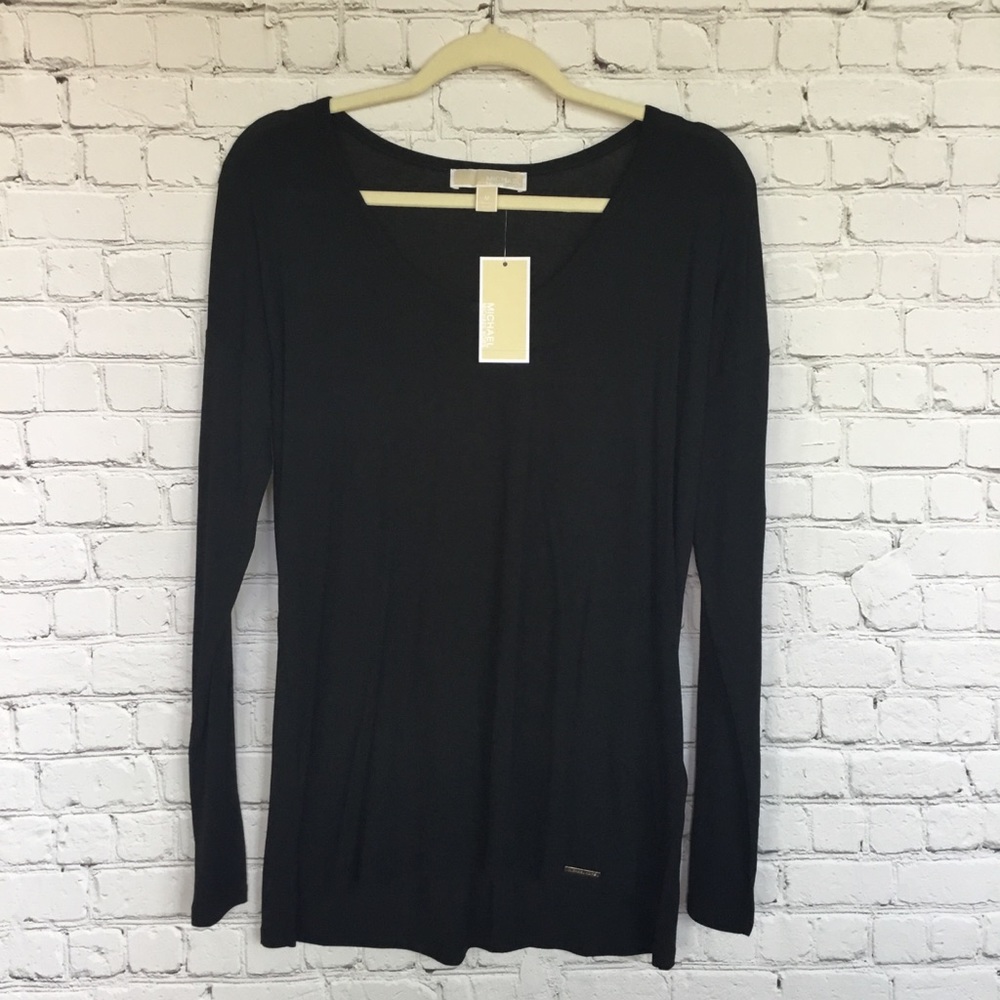 MICHAEL KORS LONG SLEEVE BLACK TOP NEW WITH TAGS